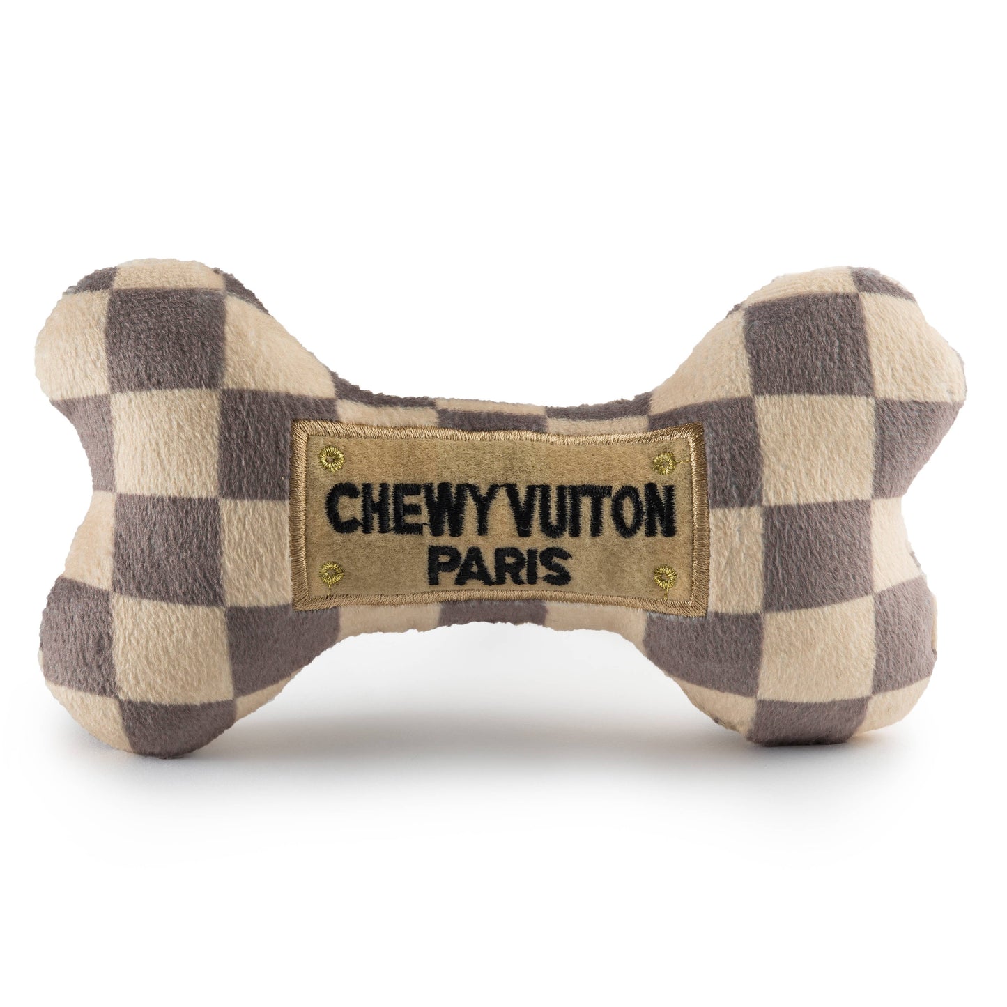 Checker Chewy Vuiton Bones Squeaker Hundleksak: XL