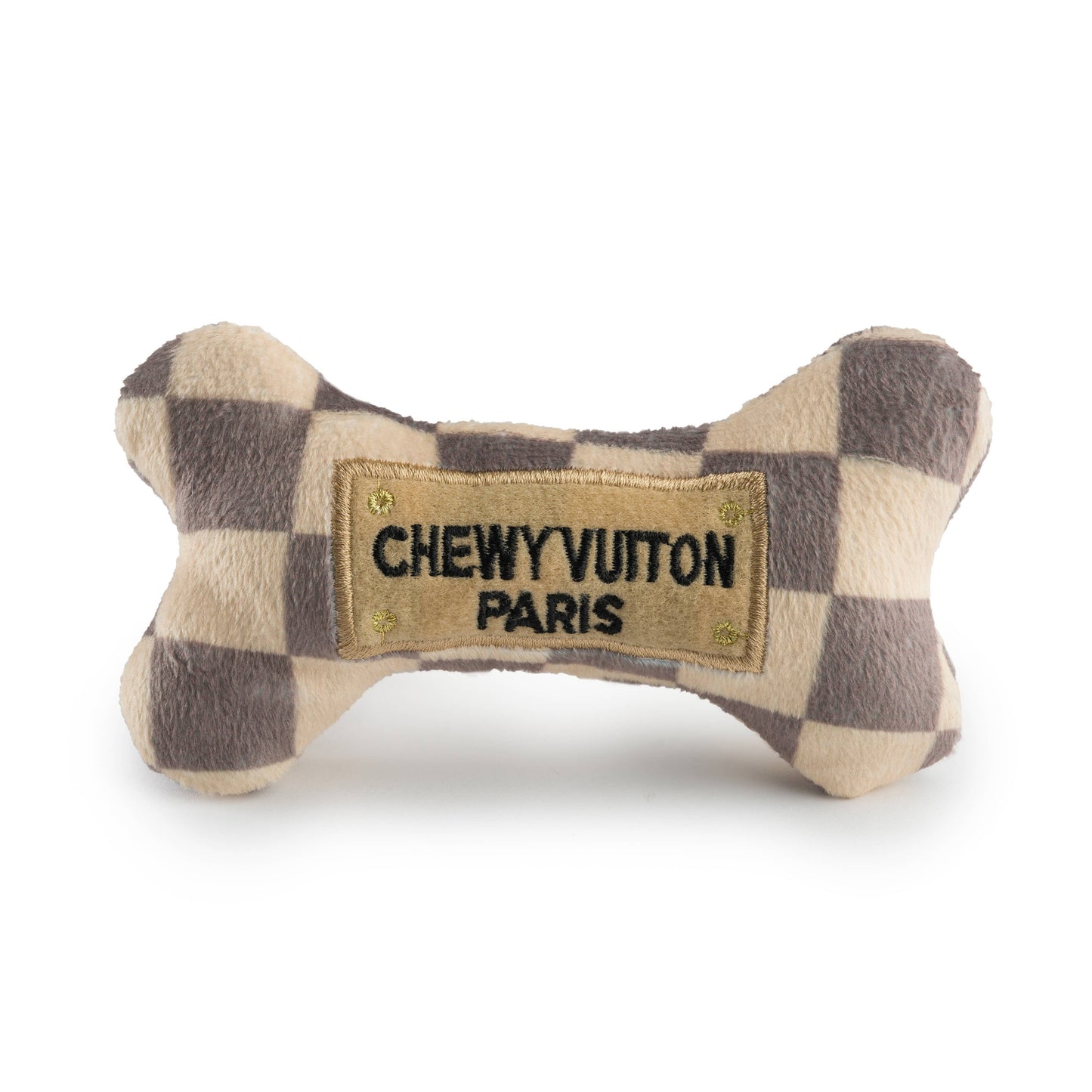 Checker Chewy Vuiton Bones Squeaker Hundleksak: XL