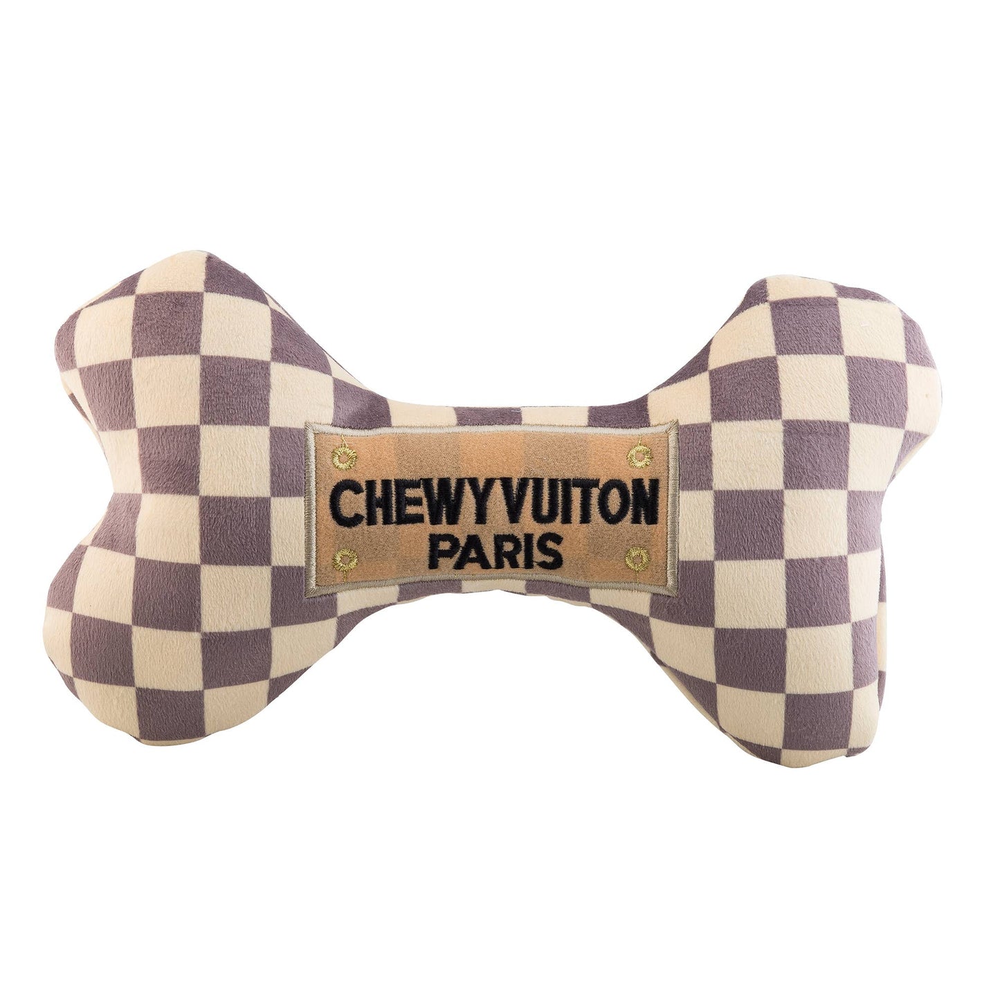 Checker Chewy Vuiton Bones Squeaker Hundleksak: XL