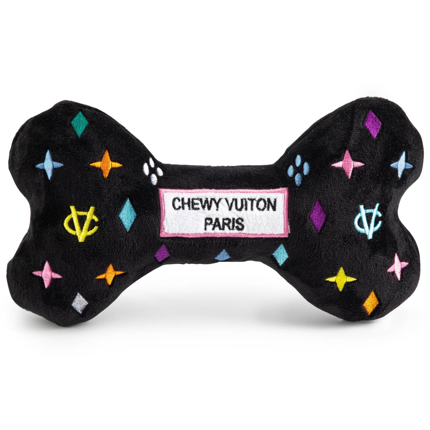 Svart Monogram Chewy Vuiton Ben Squeaker Hundleksak: Stor